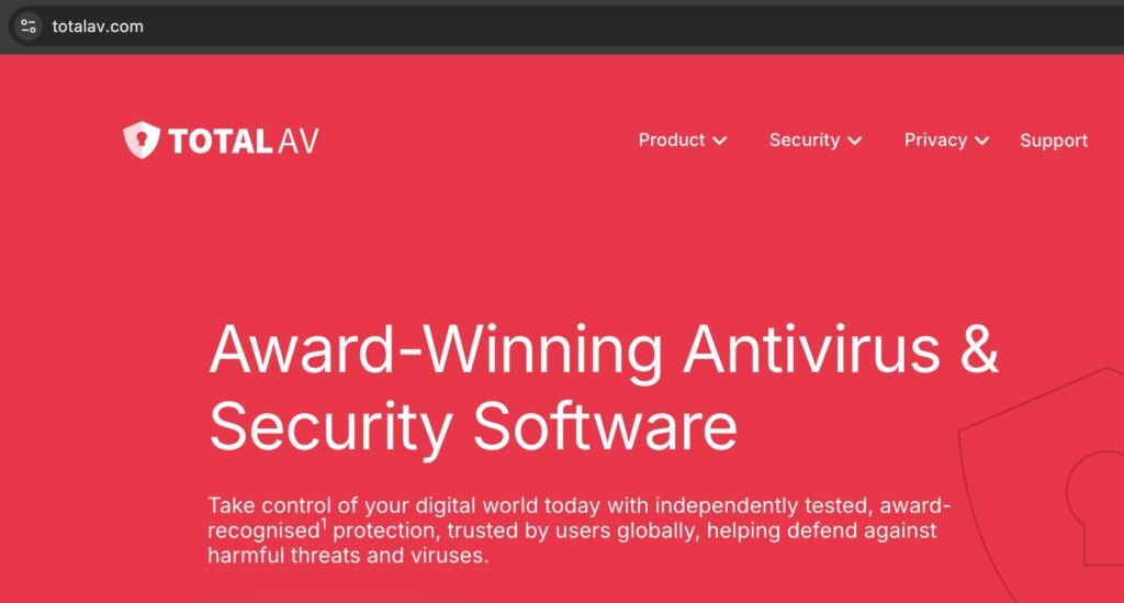 Screenshot taken from TotalAV website