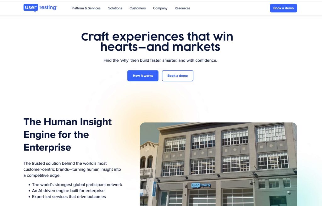 Screenshot Taken from UserTesting website for UserTesting Review