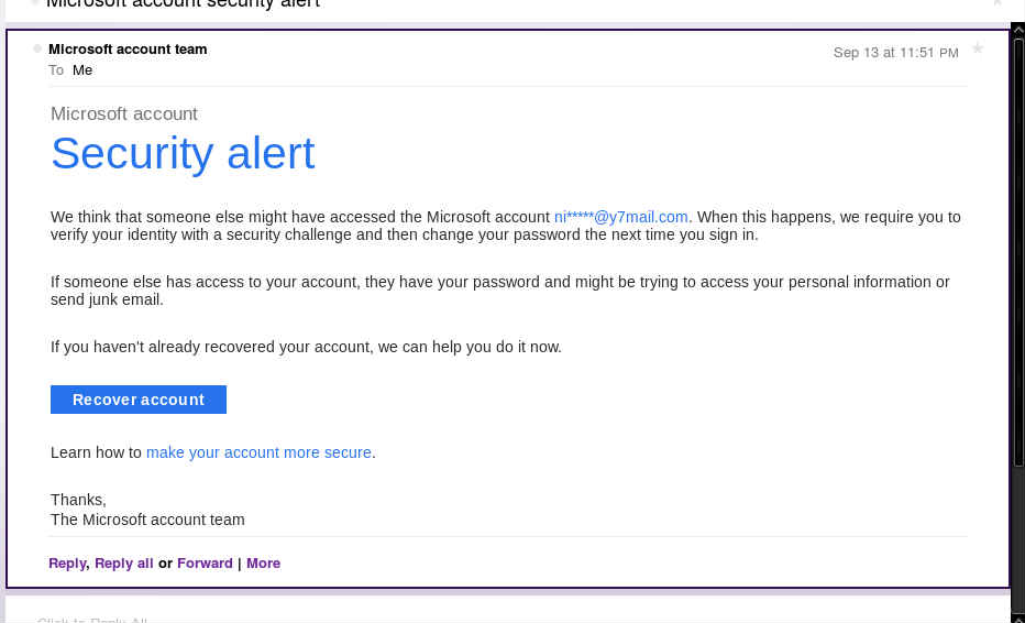 Microsoft fraud scam phishing email