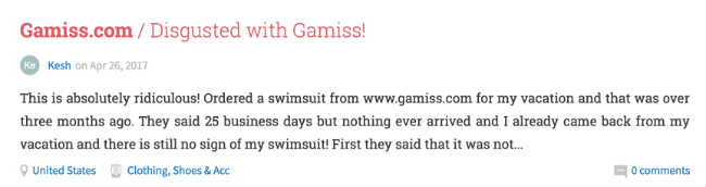 Gamiss Complaint