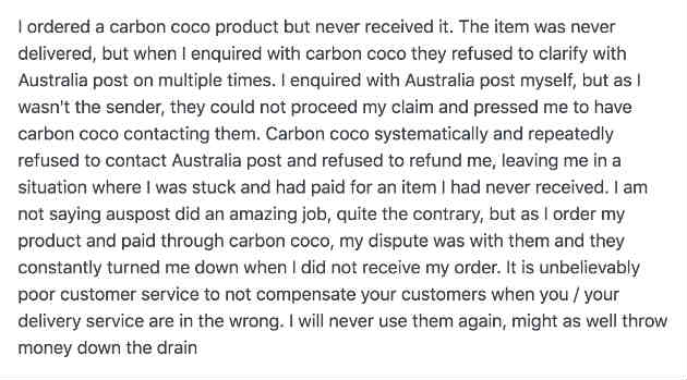 CarbonCoco complaint 1