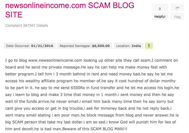 News Online Income complaints in Scam Book