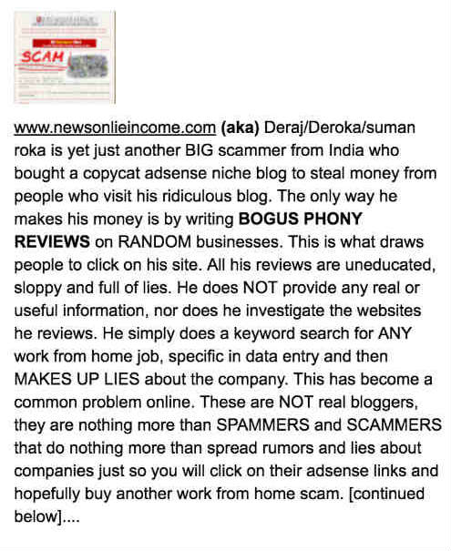 NewsOnlineIncome.org complaint in RipOff Report