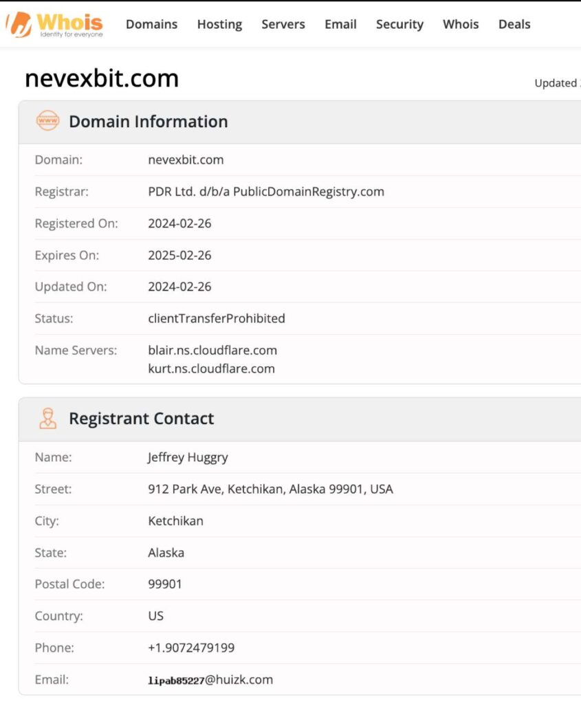 Nevexbit WHOIS Details