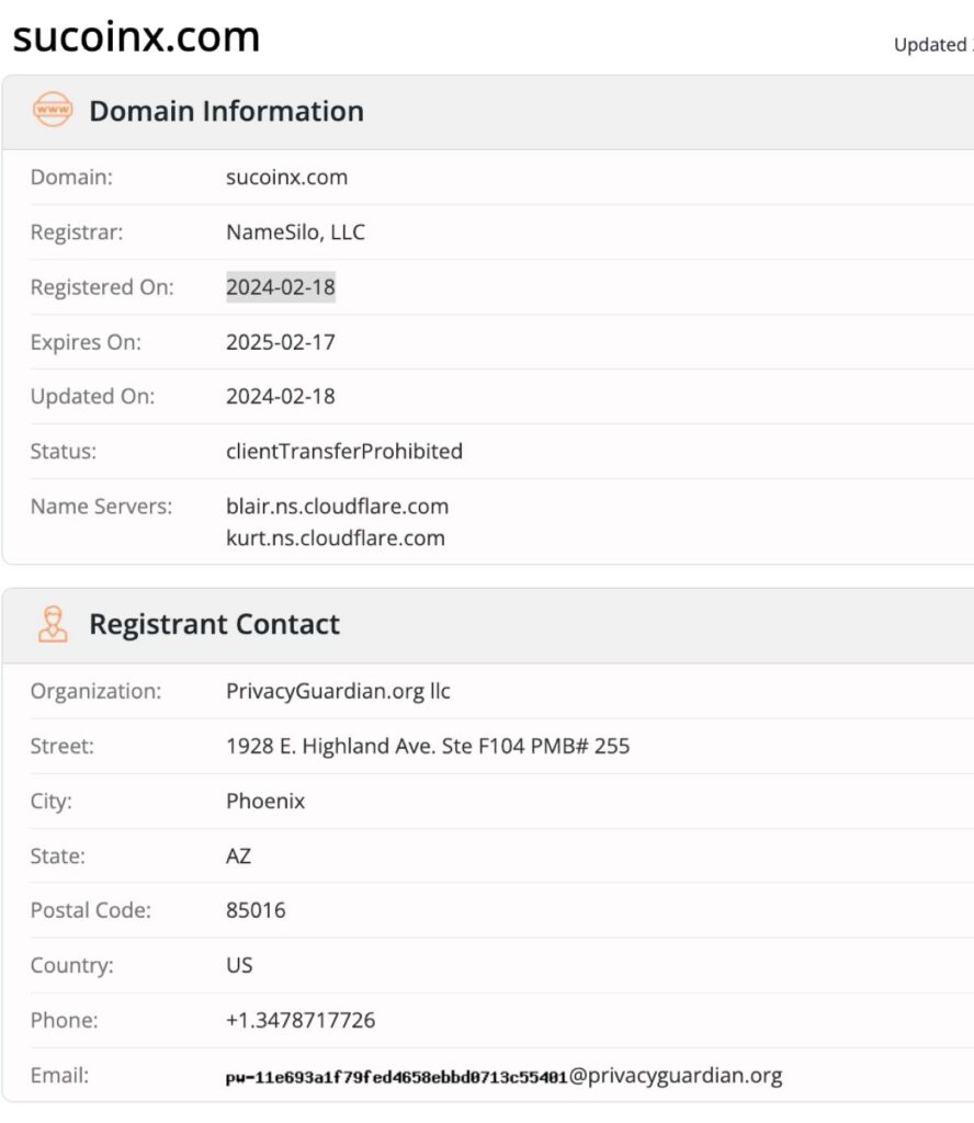 Sucoinx WHOIS Details