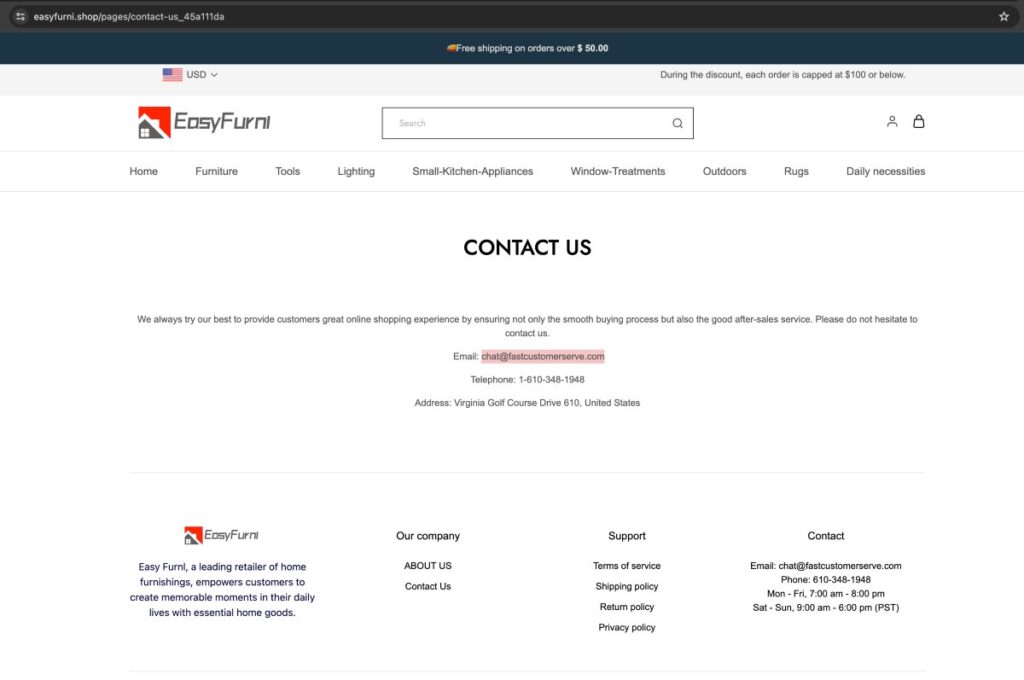 Easyfurni Shop scam or genuine? Legit? Easyfurni Shop Review.