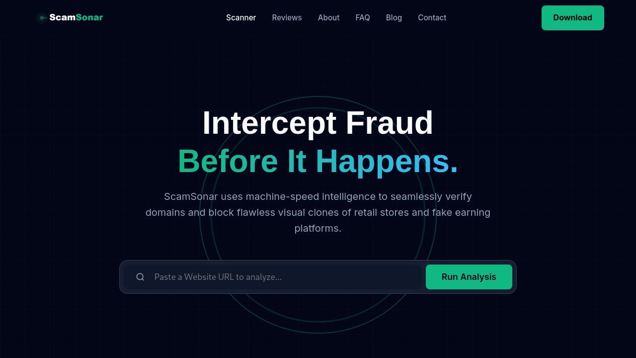 Screenshot of Scamsonar.com