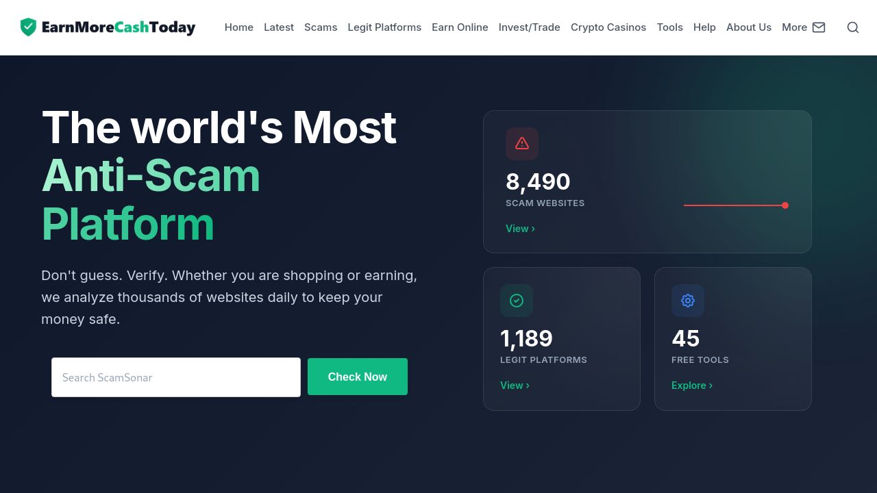 Screenshot of Earnmorecashtoday.com